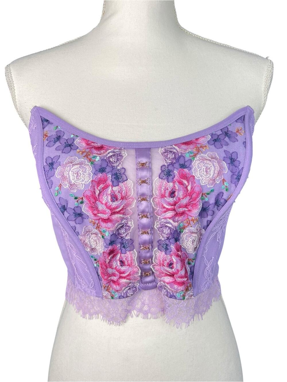 Victoria's Secret Dream Angels Floral Embroidered Corset Top Medium DD NWT